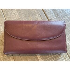 Mundi Women's Wallet in Burgundy 3 Sections Checkbook, Cards. Coins Snap Vintage